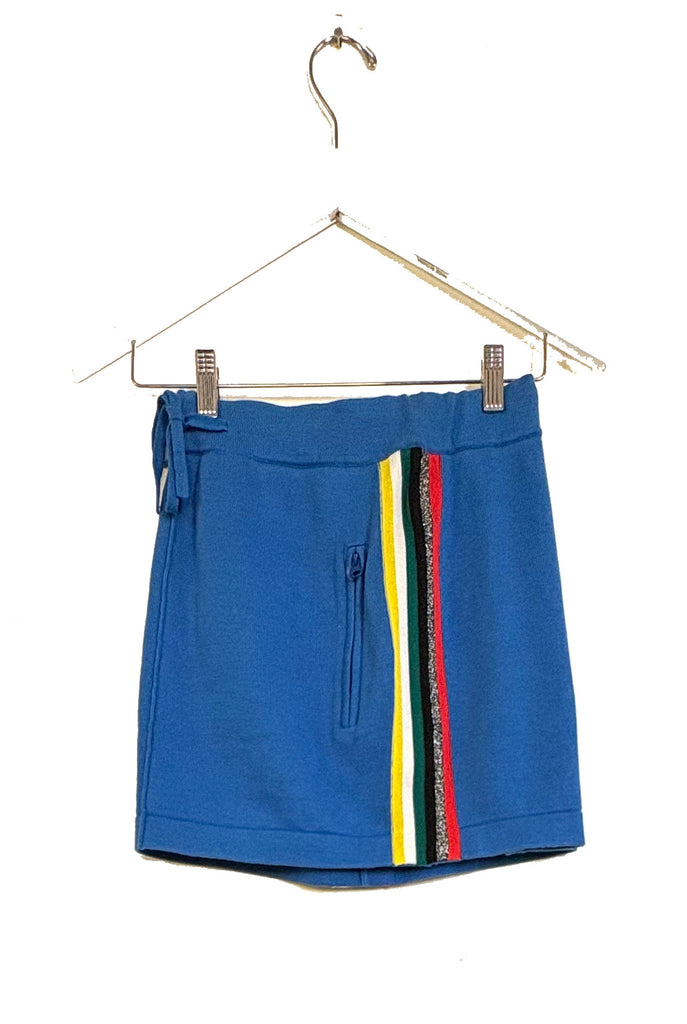 Cotton Knit Track Skirt with Side Stripes