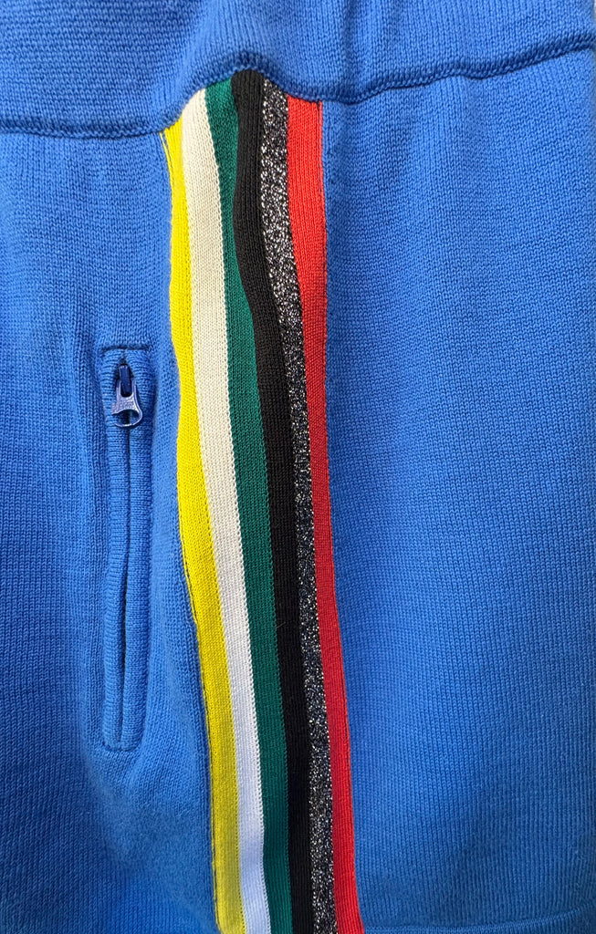 Cotton Knit Track Skirt with Side Stripes