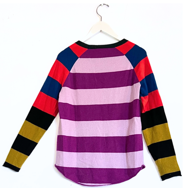 Mixed Stripe Long Sleeve Baseball Tee