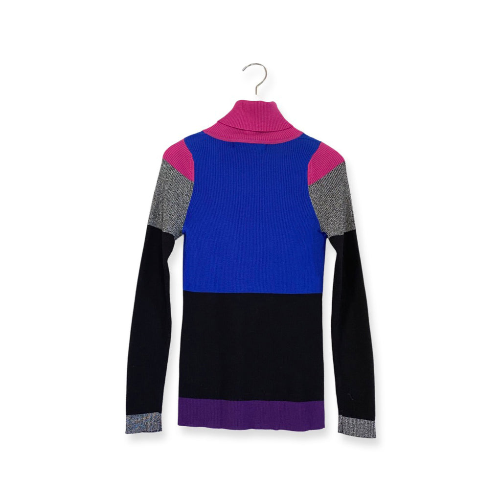 Color Blocked Turtleneck Sweater